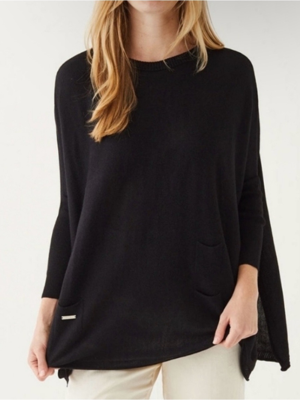 Mersea Catalina Oversized Sweater Side Slits 3/4 Dolman Sleeve Boxy - One Size
